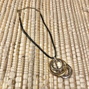 Chico’s Hammered Gold Silver Colored Pendant Necklace